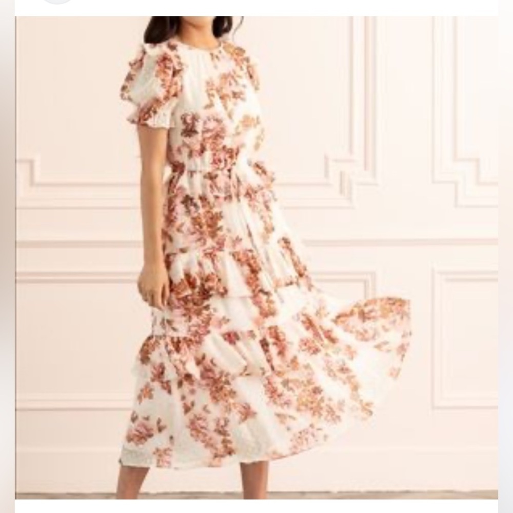 Rachel Parcell Pink Floral Tiered Midi Dress - Picture 2 of 8
